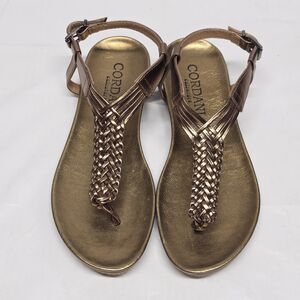 Cordani Sarita Bronze Metallic Braided Thong Sandal Size 38 EU 7.5 - 8 US Boho